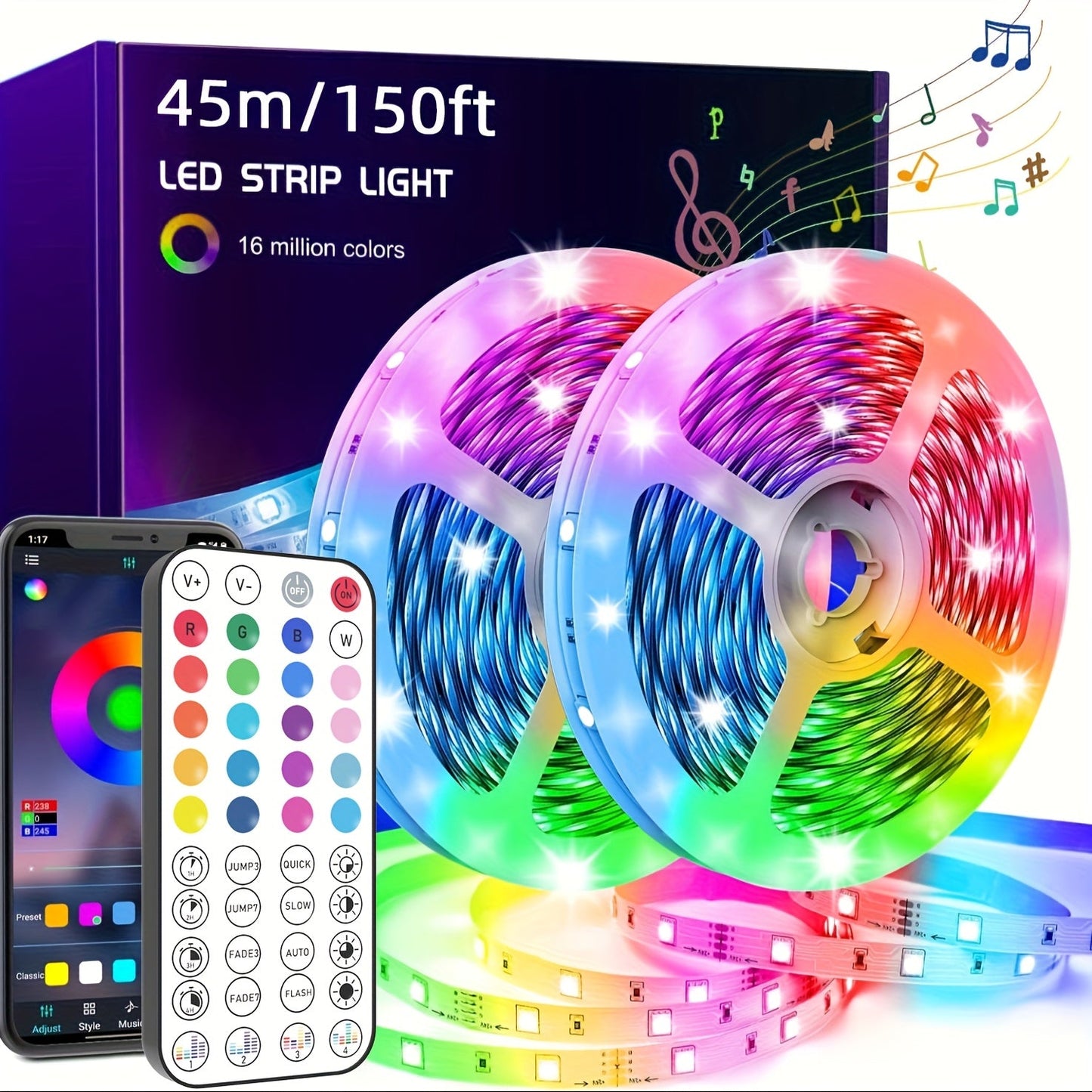 LED Strip Lights, Farbwechsel, Musik-Synchronisation