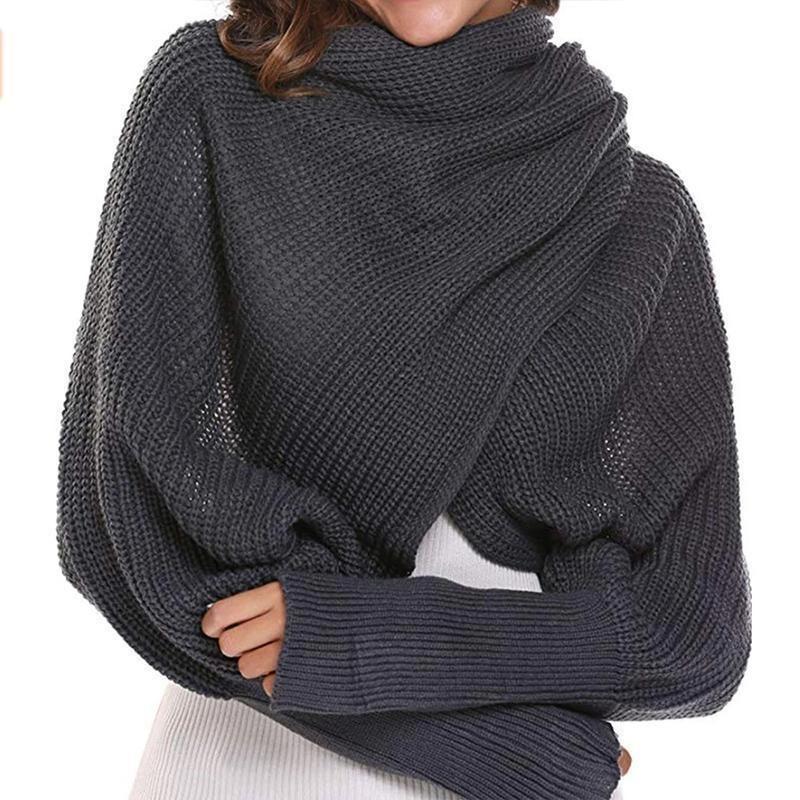 Loopstep | Herbst- und Wintermode gehäkelter Strickschal mit Ärmeln