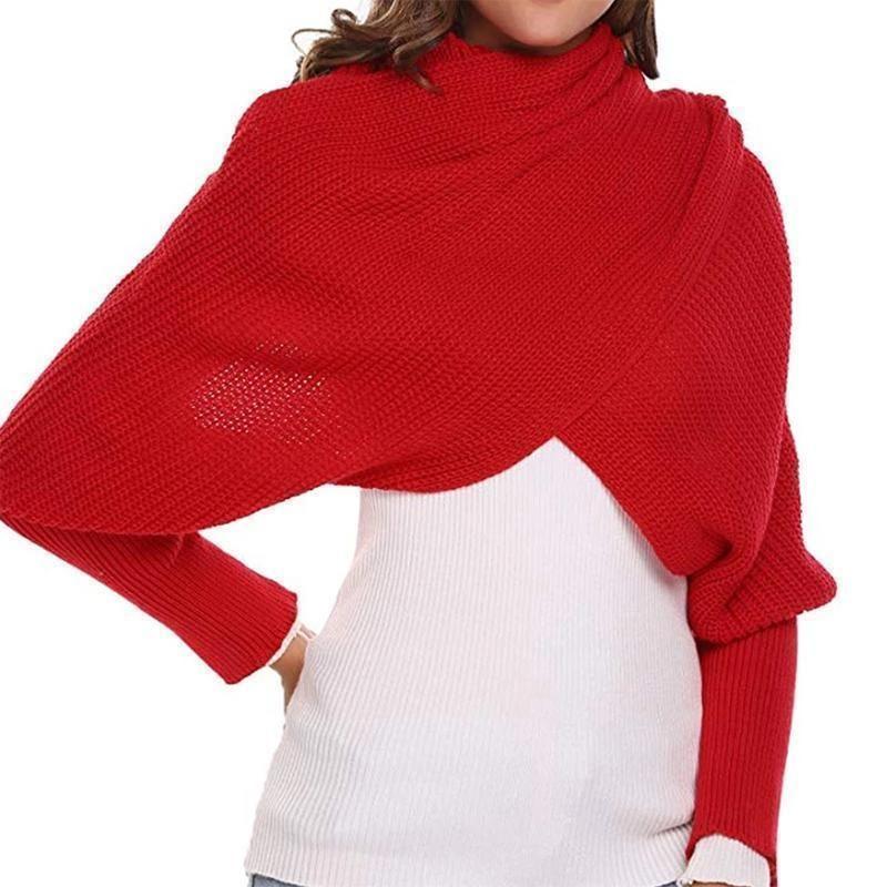 Loopstep | Herbst- und Wintermode gehäkelter Strickschal mit Ärmeln