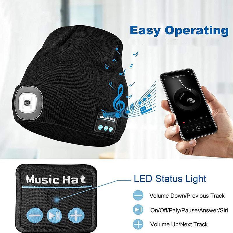 Loopstep | Verbesserte Unisex Musikalische Bluetooth LED Beanie Mütze