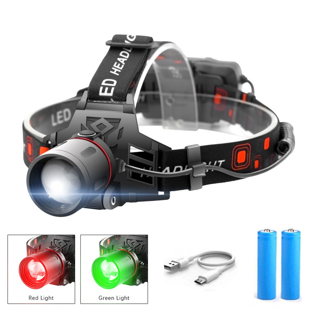 Loopstep | Wiederaufladbare LED Stirnlampe mit Weiß-, Rot- und Grünlicht – Leistungsstarke Kopflampe mit USB und Akku