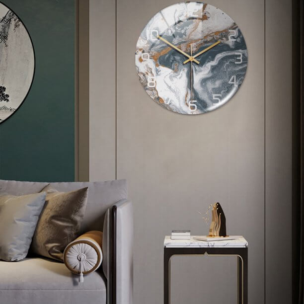 Stilvolle Wanduhr mit Marmorstruktur – MarbleTime