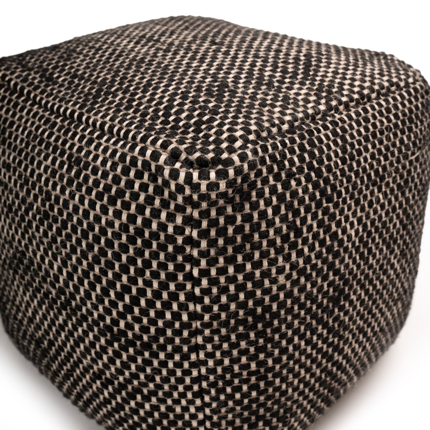 Atcham Woll- & Baumwoll-Ottomanhocker – Schwarz