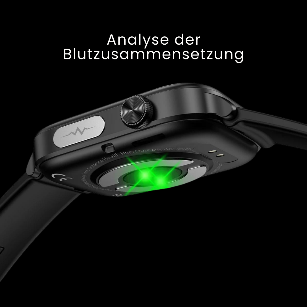 GlucoCare SOS Gesundheitsuhr - mit SOS-Funktion inkl. Sturzerkennung & zertifizierte Blutzuckermessung (2025) - Original