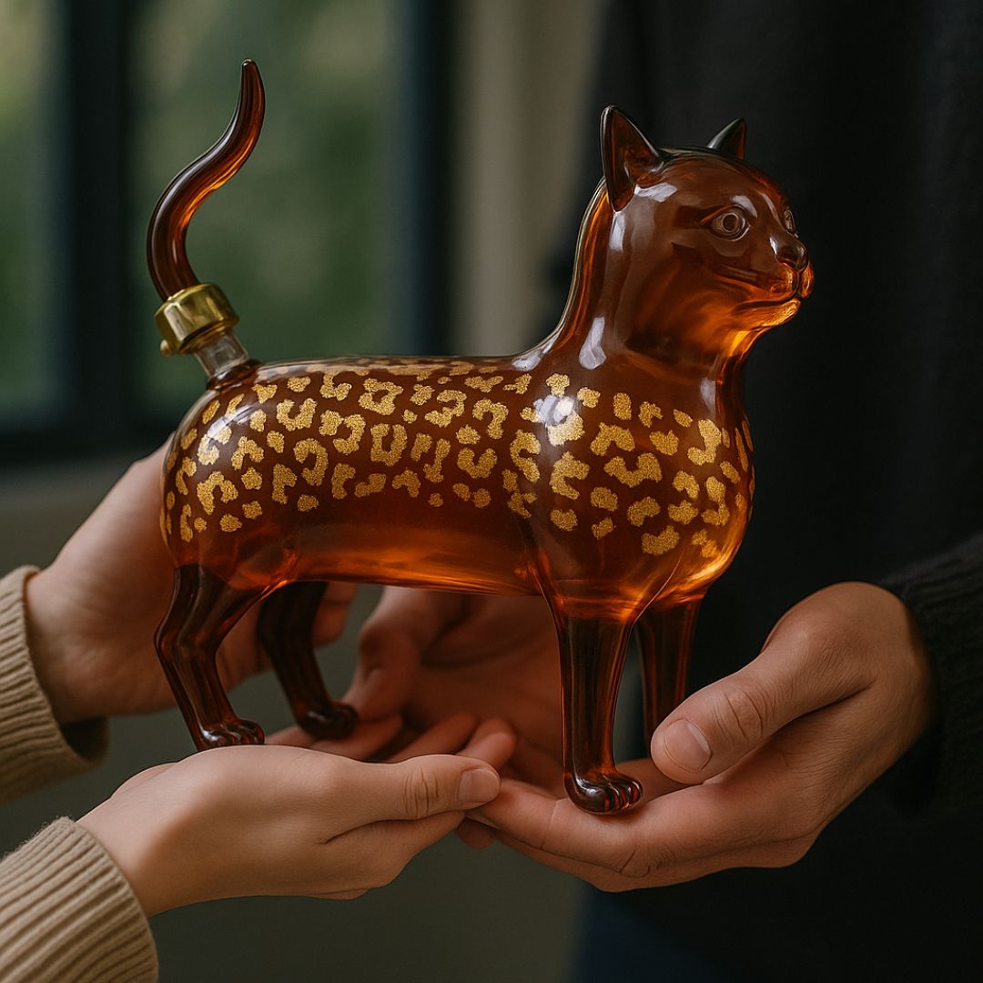 Katzenflasche aus Glas