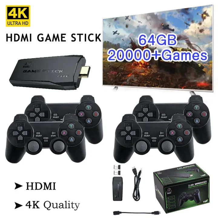 Loopstep | HDMI 4K TV Spielstick Konsole | 64GB mit über 20.000 Retro-Spielen & 2 kabellosen Gamepads