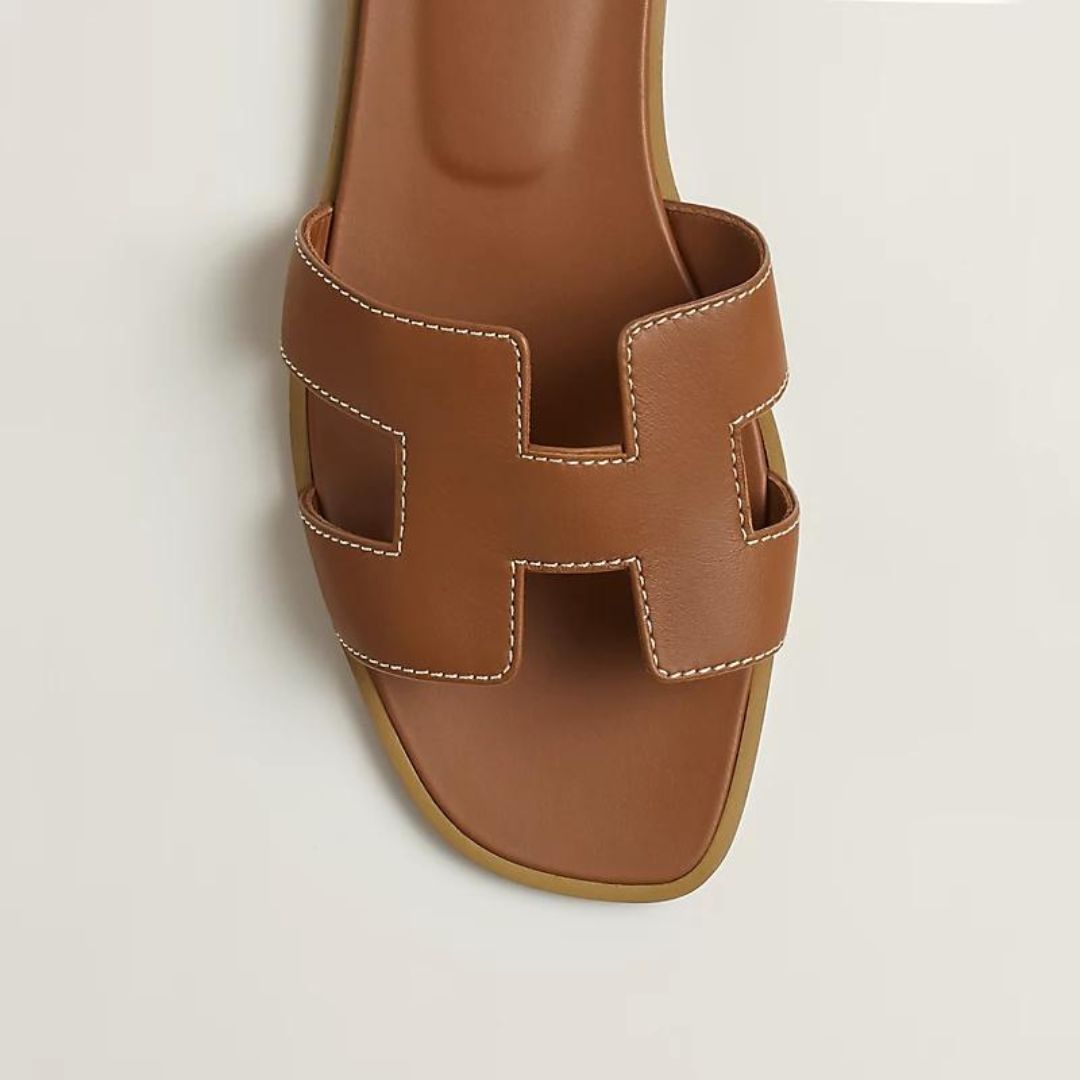 Ledersandalen flach, mit Cut-Out Riemen, sommerlich & bequem