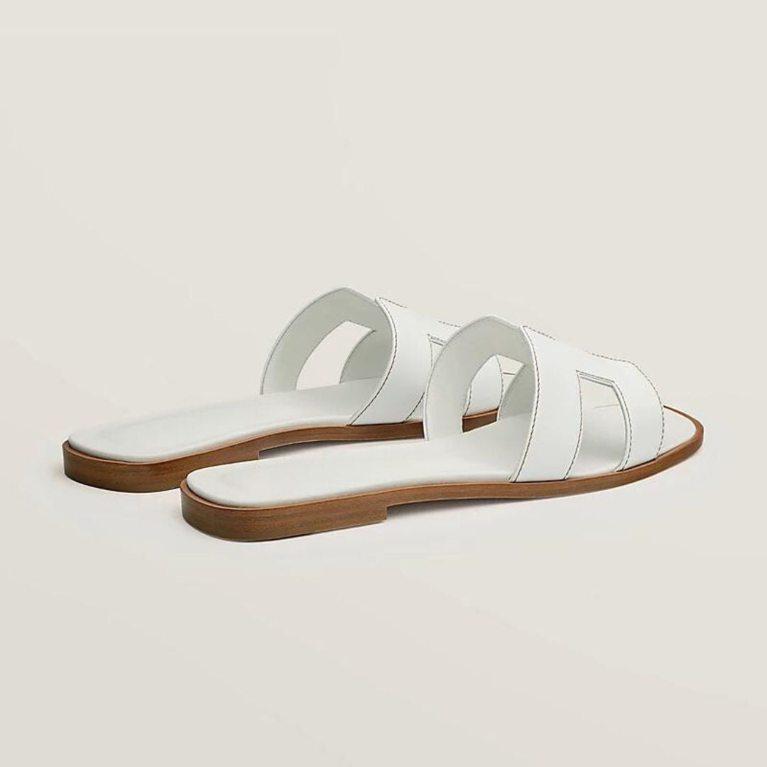 Ledersandalen flach, mit Cut-Out Riemen, sommerlich & bequem