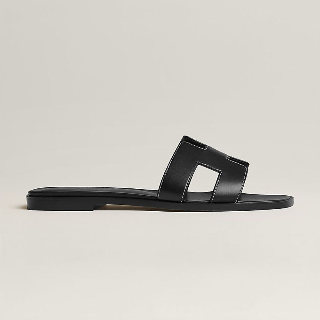 Ledersandalen flach, mit Cut-Out Riemen, sommerlich & bequem