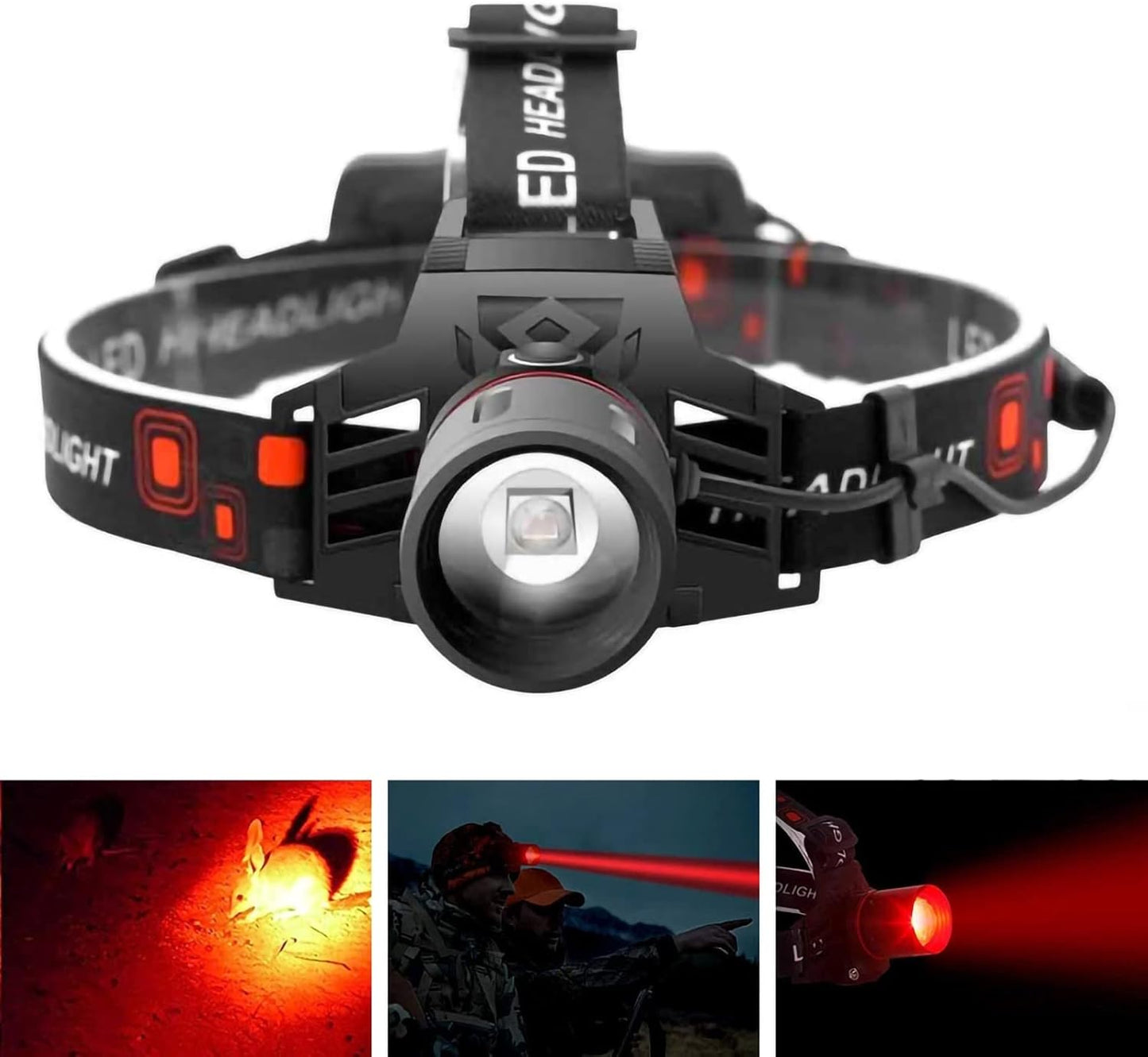 Loopstep | Wiederaufladbare LED Stirnlampe mit Weiß-, Rot- und Grünlicht – Leistungsstarke Kopflampe mit USB und Akku