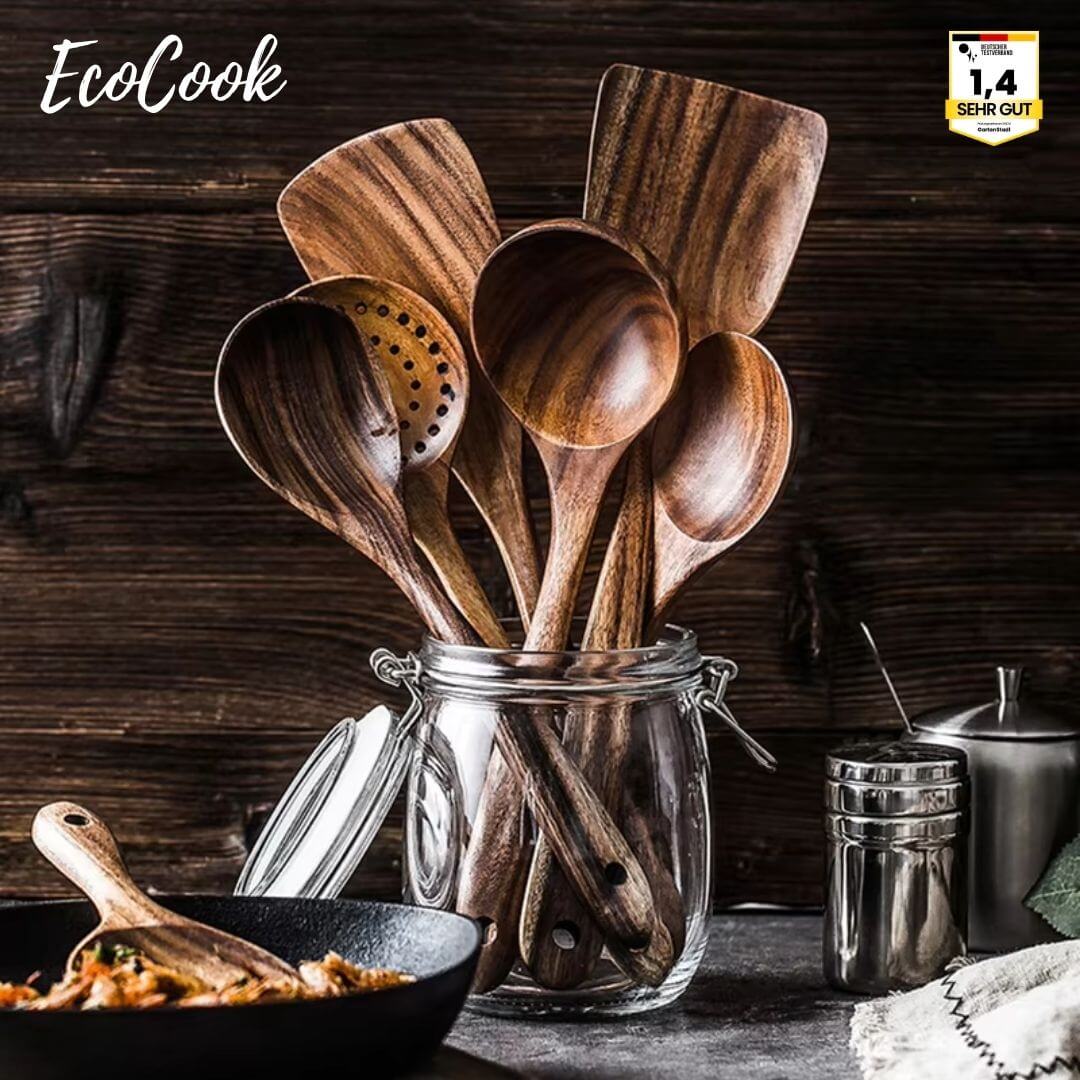 EcoCook | 7-teiliges Teakholz-Küchenutensilien-Set
