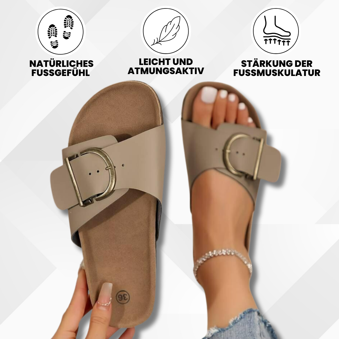 Kork-Sandalen mit Schnallenriemen-Design für Damen