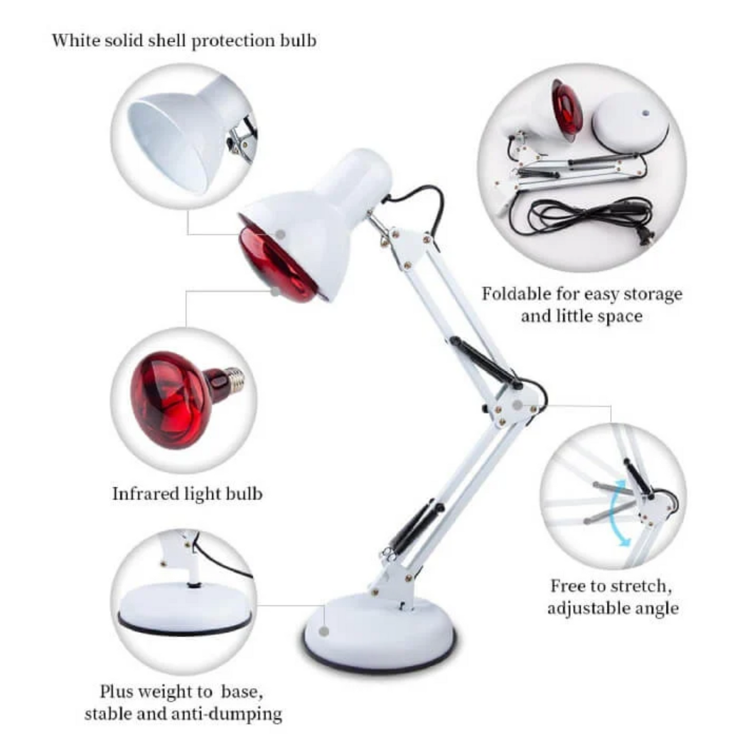 Loopstep | Rote Lichttherapie Lampe für die Haut - Infrarot-Wärme mit Stativ