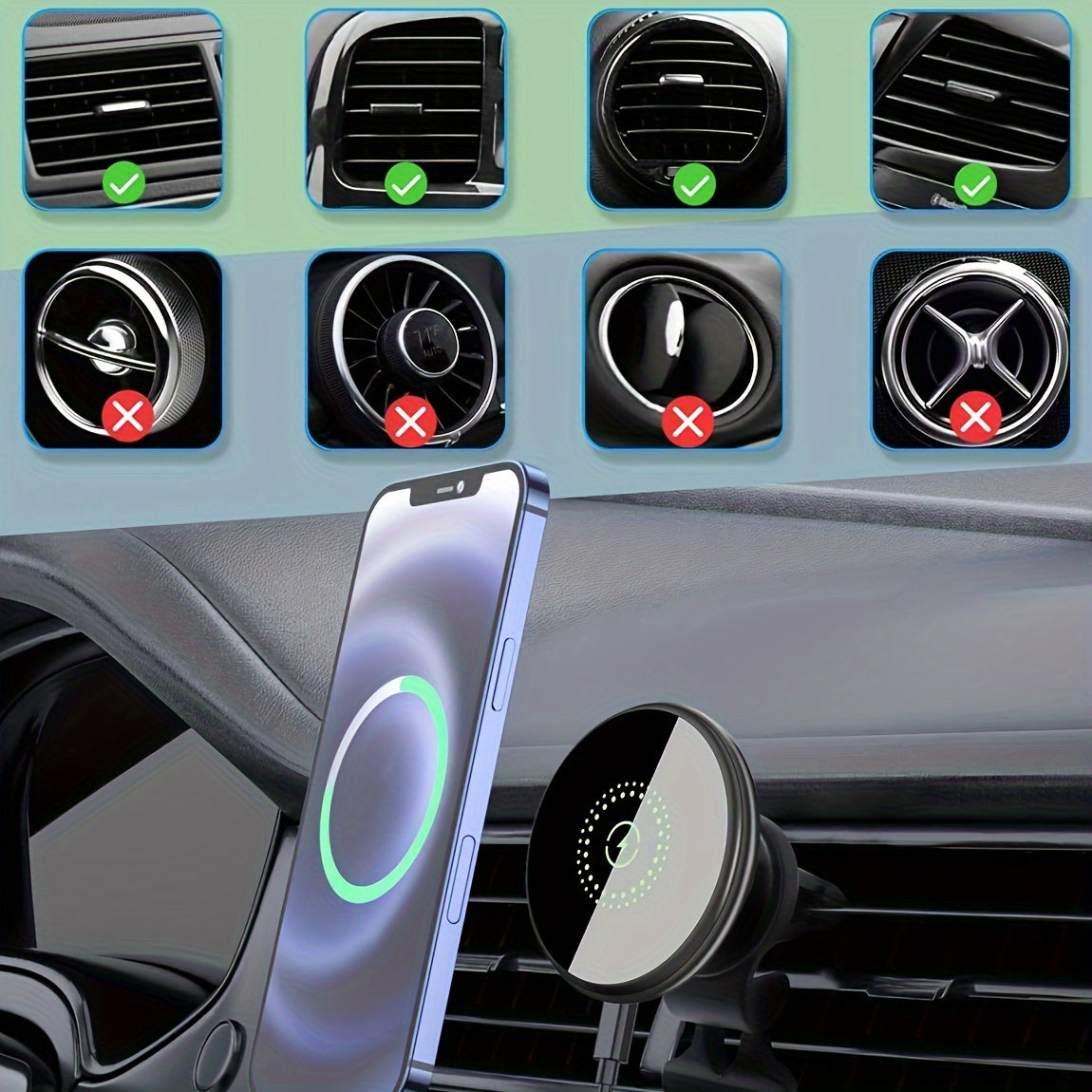 Kabelloses Auto-Ladegerät, Magnet Handyhalterung, KFZ Mount