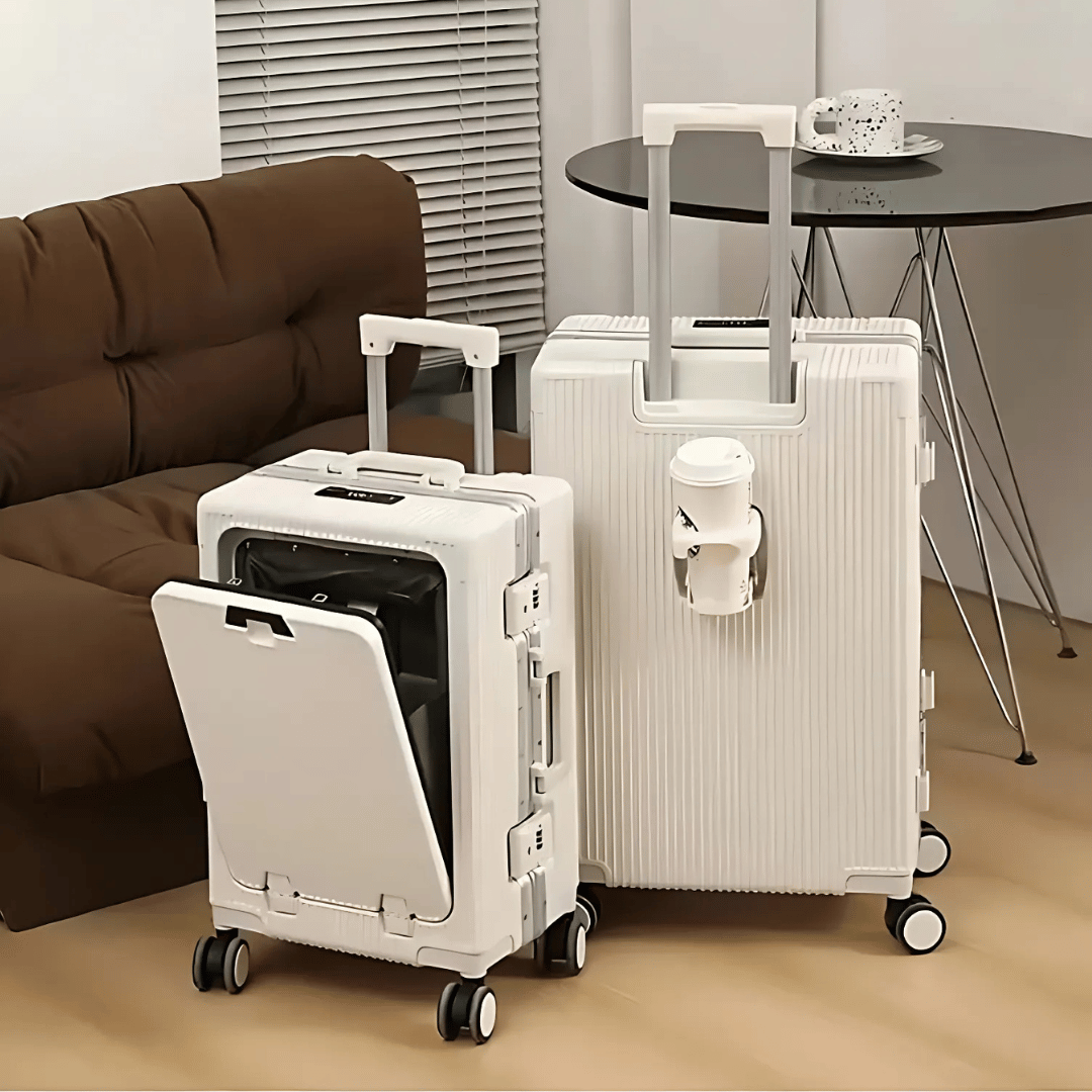 Loopstep | Manhattan Pro – Hartschalen-Handgepäckkoffer mit Aluminiumrahmen, Laptopfach und USB-Anschlüssen