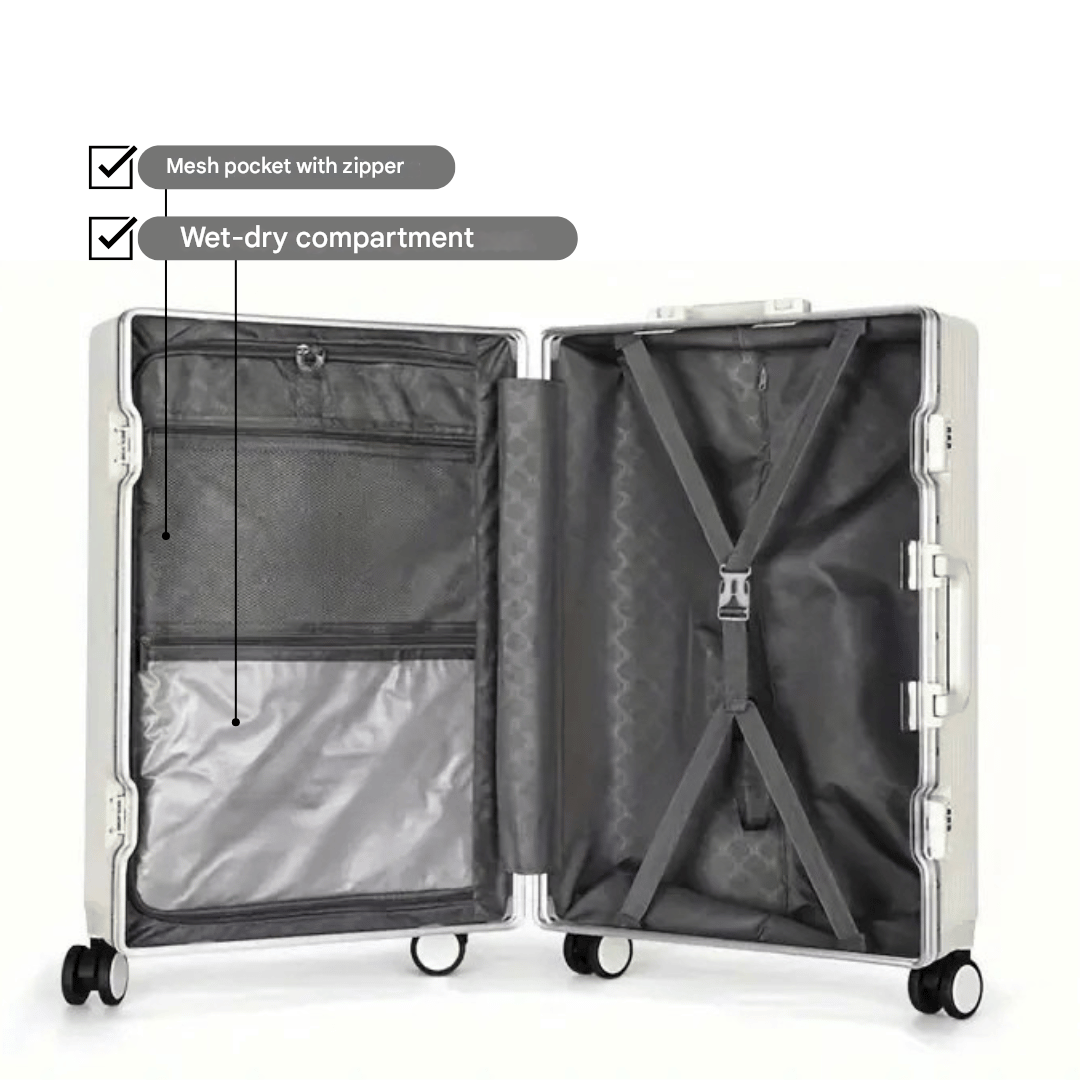 Loopstep | Manhattan Pro – Hartschalen-Handgepäckkoffer mit Aluminiumrahmen, Laptopfach und USB-Anschlüssen