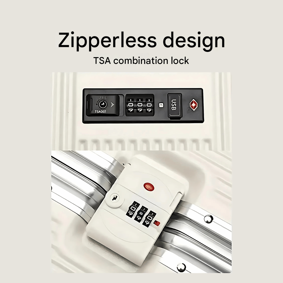 Loopstep | Manhattan Pro – Hartschalen-Handgepäckkoffer mit Aluminiumrahmen, Laptopfach und USB-Anschlüssen