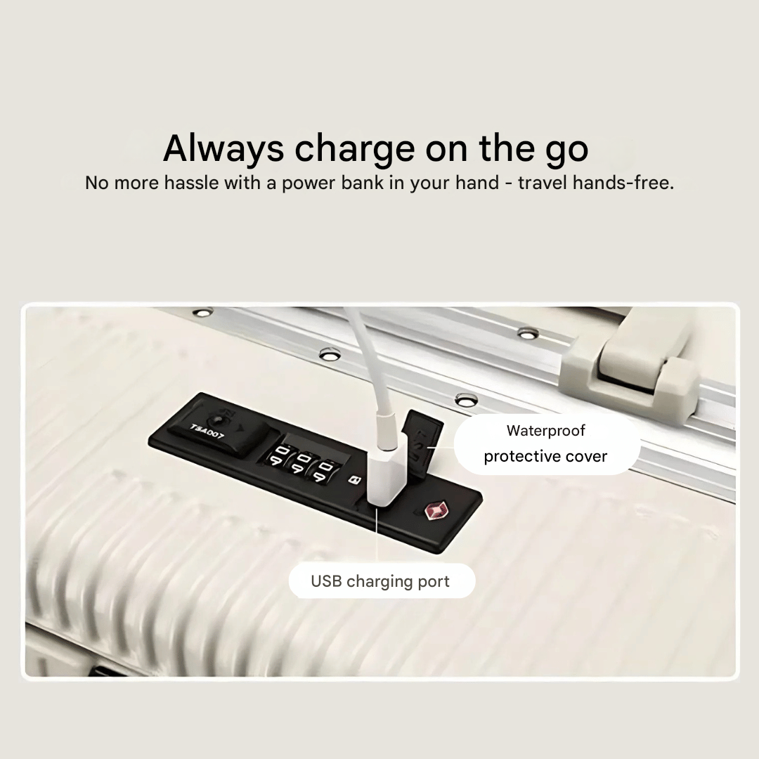 Loopstep | Manhattan Pro – Hartschalen-Handgepäckkoffer mit Aluminiumrahmen, Laptopfach und USB-Anschlüssen