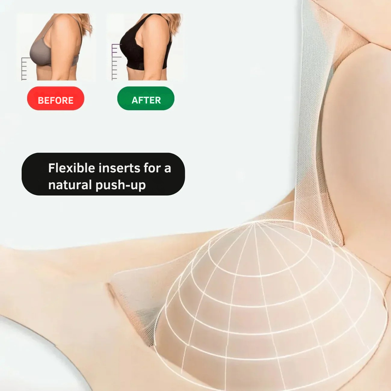 BH ohne Bügel | Nahtloser Komfort BH | Sanfter Push Up Halt | Komfina