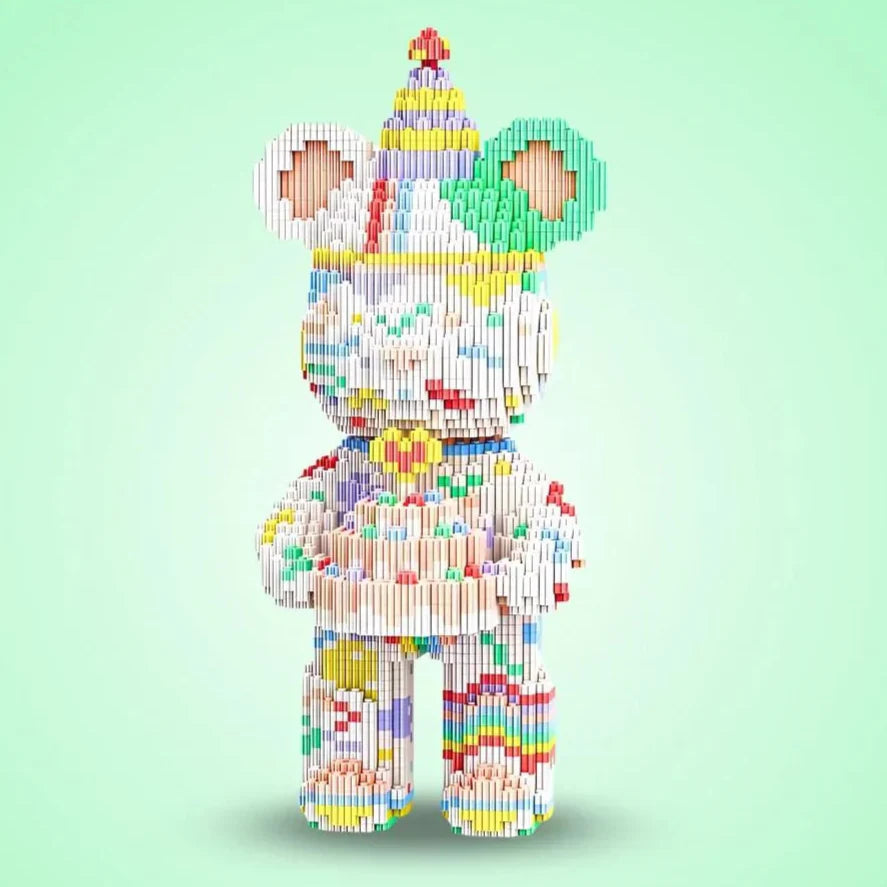 Mini Brick DIY Bärenbaustein Set, Hochzeitstorte & Licht-Up Micro Bären