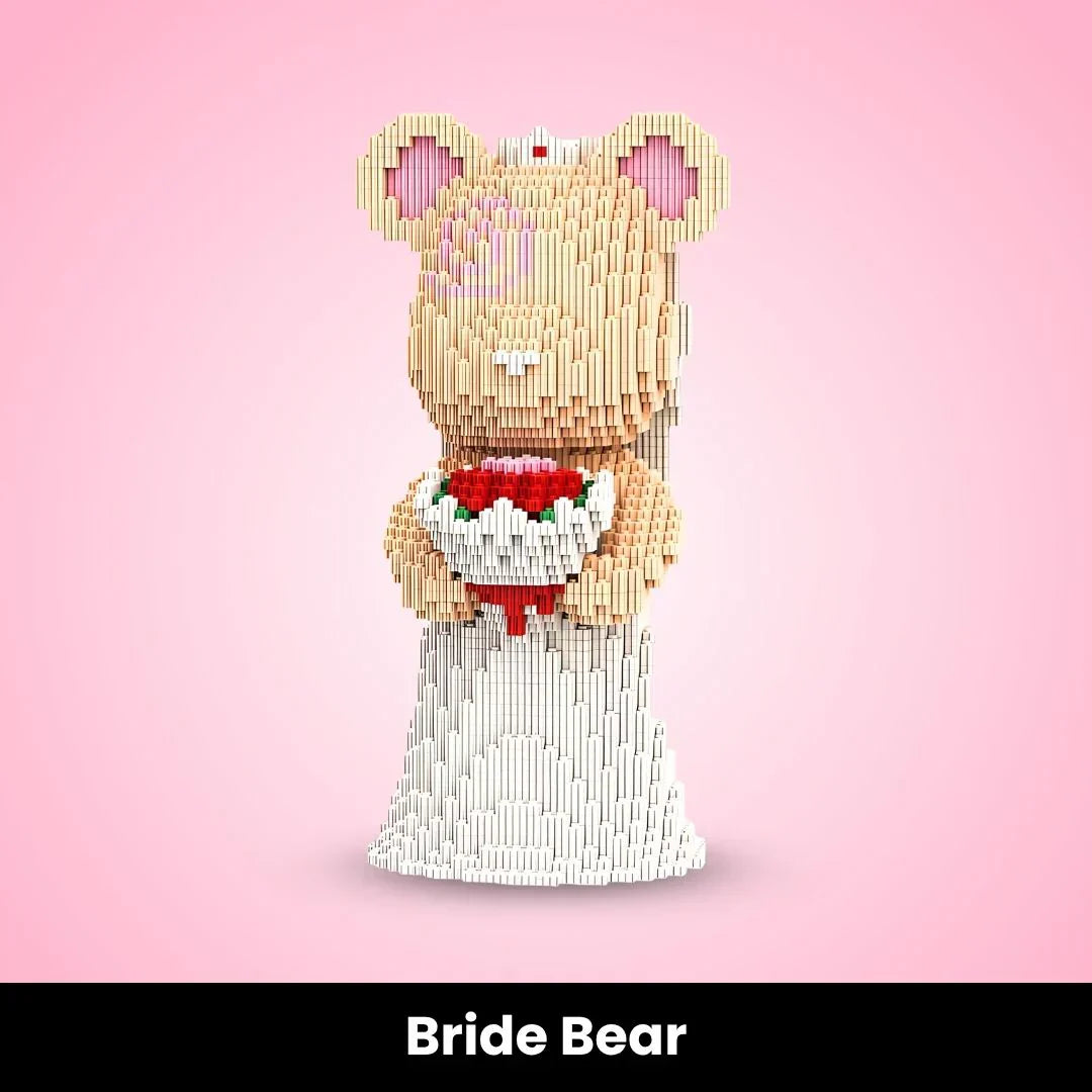 Mini Brick DIY Bärenbaustein Set, Hochzeitstorte & Licht-Up Micro Bären