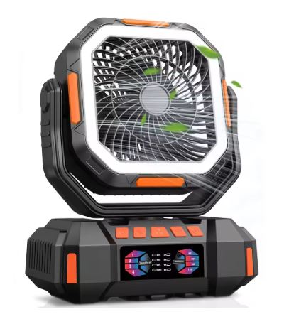 Loopstep | Wiederaufladbarer Campingventilator mit 40000mAh Akku & LED Laterne – F22
