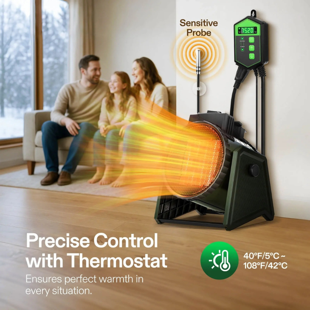 Elektrischer Raumheizer, verstellbarer Thermostat, Gewächshaus & Home