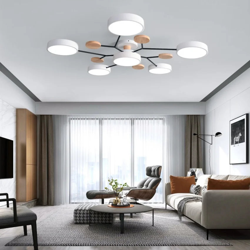 Moderner Macaron Kronleuchter, LED Pendelleuchte 48–84W, Schlafzimmer & Wohnzimmer