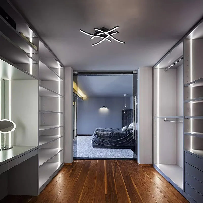 Minimalistische LED Deckenleuchte, kreatives Vierarm-Wellen-Design