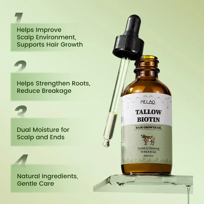 Bio-Biotin Talg Haarwachstumsöl, natürlich, kräftigend, für Männer & Frauen