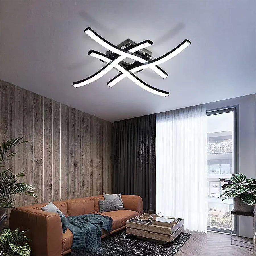 Minimalistische LED Deckenleuchte, kreatives Vierarm-Wellen-Design