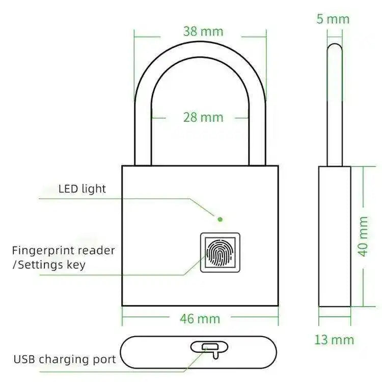 Intelligentes Fingerabdruck-Schloss, kabellos, USB, wasserdicht