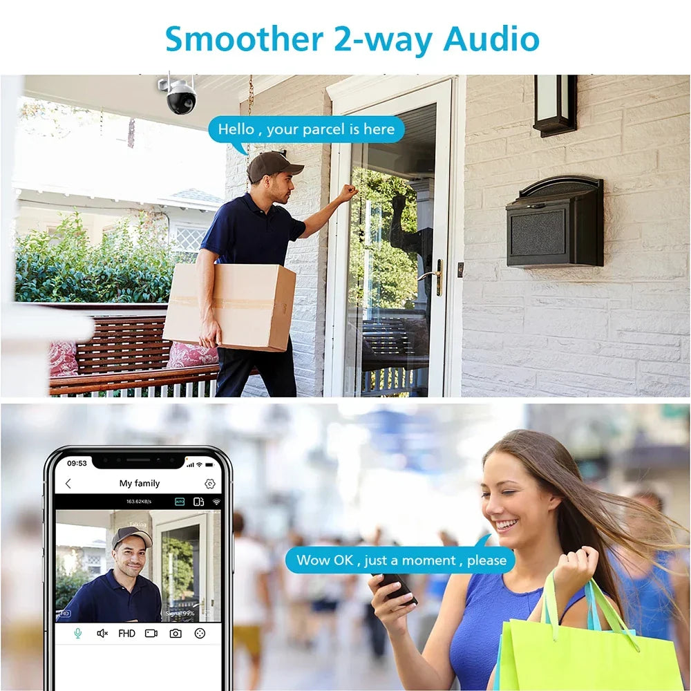 5MP Outdoor PTZ WLAN Sicherheitskamera, wasserdicht, Nachtsicht, Bewegung