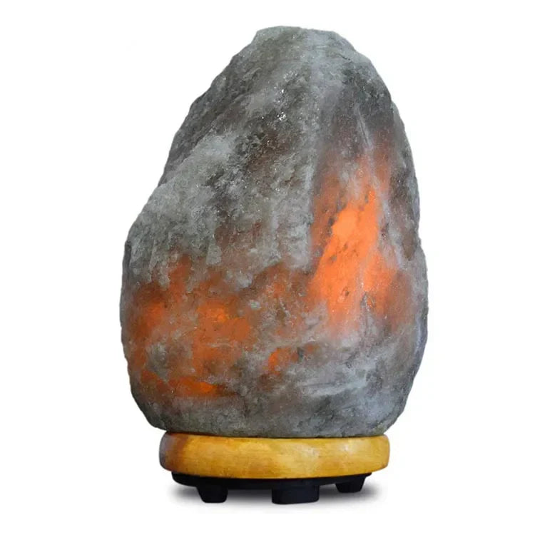 Rosa Himalaya-Salzlampe mit Holzsockel, Dimmer, 15W, Kristall