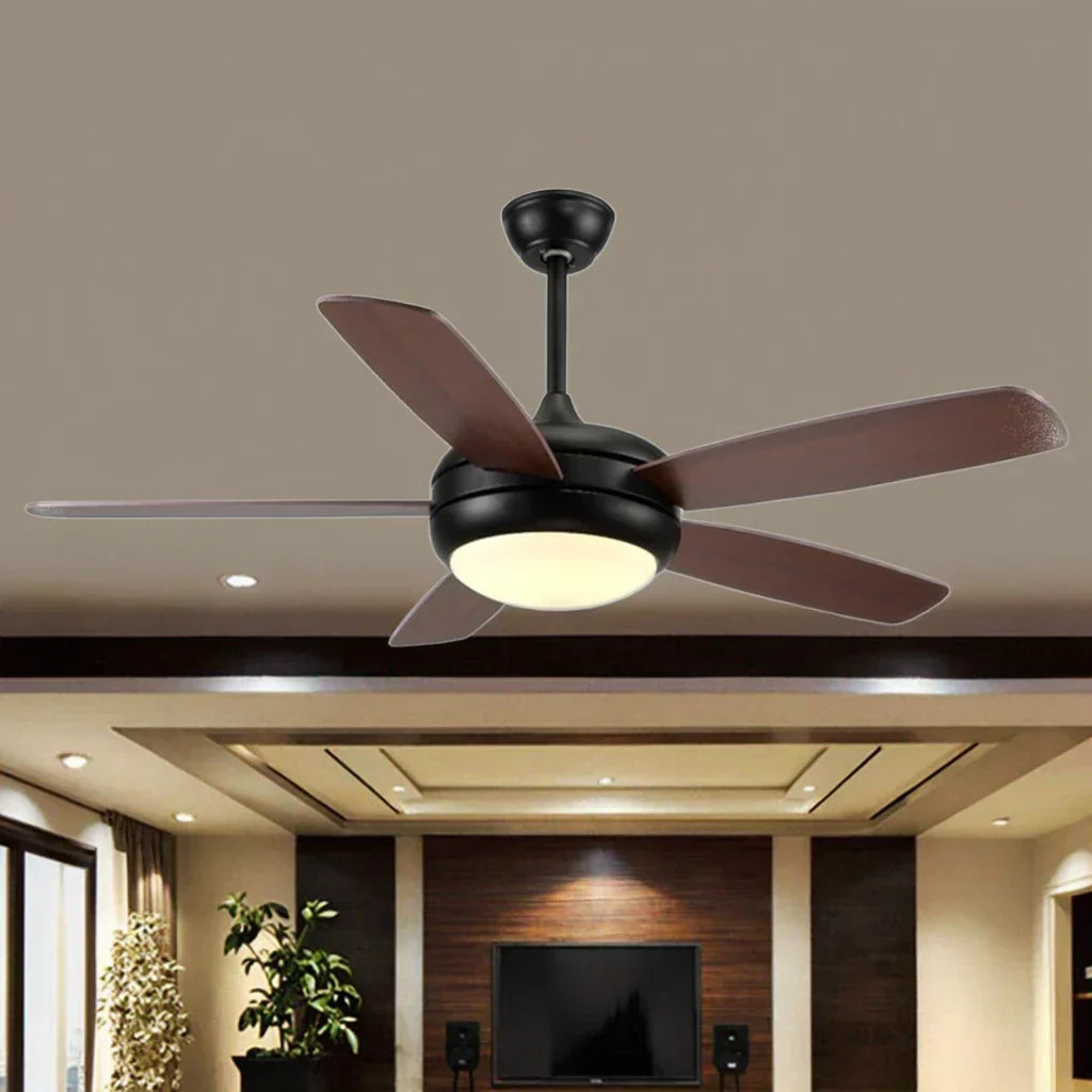 52-Zoll LED Deckenventilator, 5 Flügel, 6-Gang, energiesparend, Licht