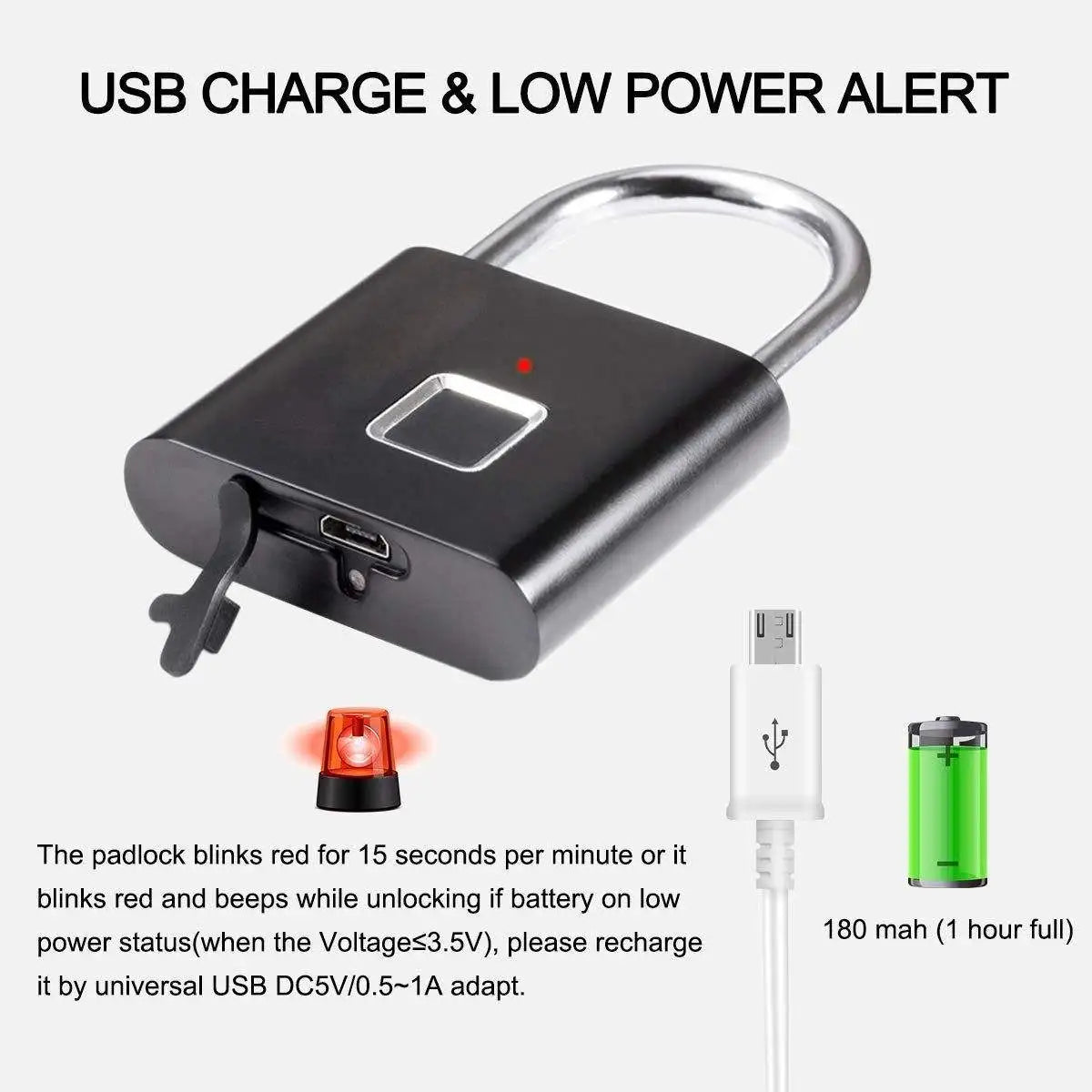 Intelligentes Fingerabdruck-Schloss, kabellos, USB, wasserdicht