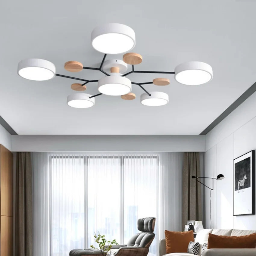Moderner Macaron Kronleuchter, LED Pendelleuchte 48–84W, Schlafzimmer & Wohnzimmer