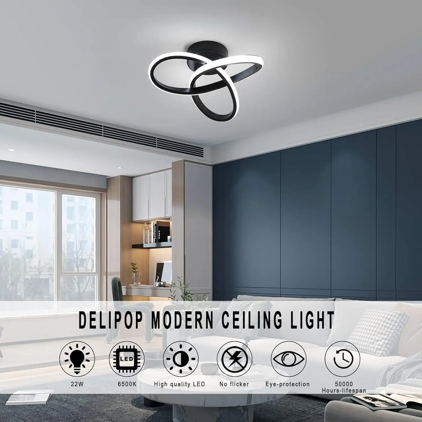 Moderne LED Deckenlampe, zeitgenössisch, Schlafzimmer & Wohnzimmer