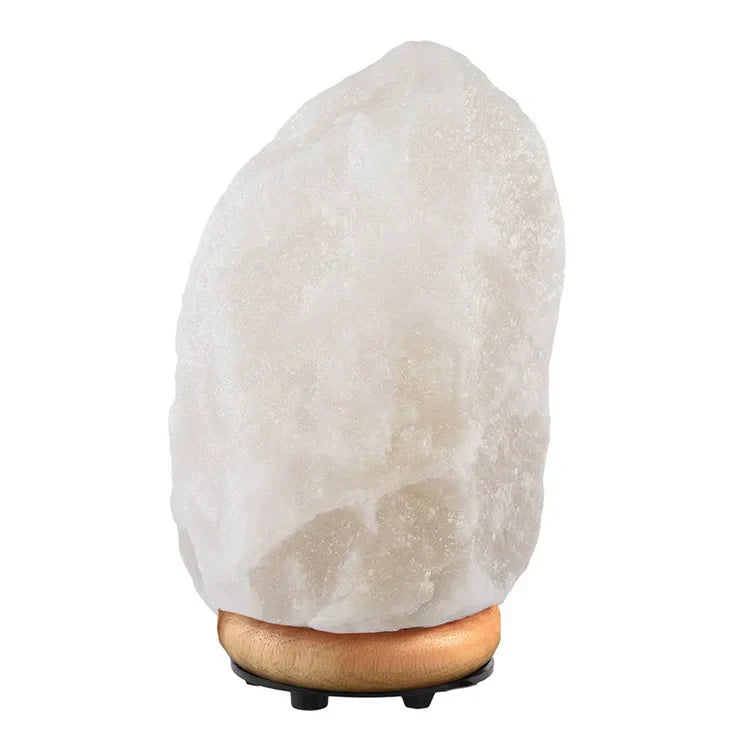 Rosa Himalaya-Salzlampe mit Holzsockel, Dimmer, 15W, Kristall