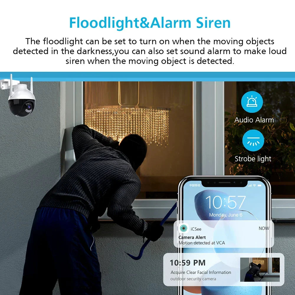 5MP Outdoor PTZ WLAN Sicherheitskamera, wasserdicht, Nachtsicht, Bewegung