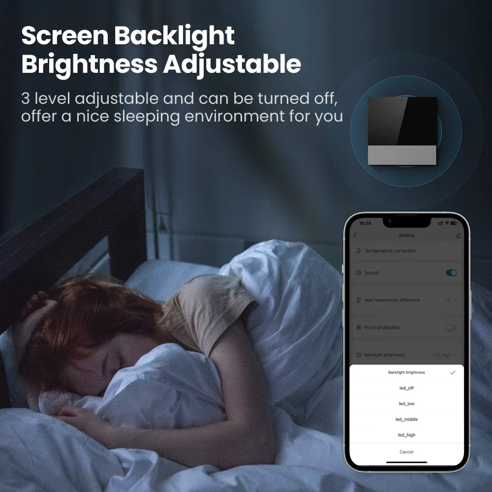Smart WLAN Thermostat für Fan-Coil, Touchscreen, Sprachsteuerung, Energie