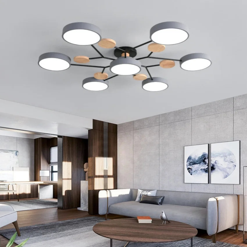 Moderner Macaron Kronleuchter, LED Pendelleuchte 48–84W, Schlafzimmer & Wohnzimmer