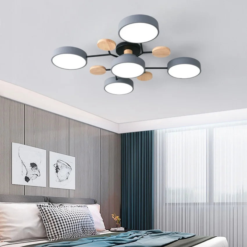 Moderner Macaron Kronleuchter, LED Pendelleuchte 48–84W, Schlafzimmer & Wohnzimmer