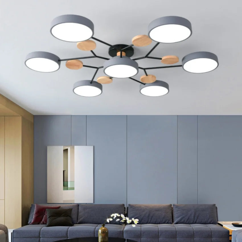 Moderner Macaron Kronleuchter, LED Pendelleuchte 48–84W, Schlafzimmer & Wohnzimmer