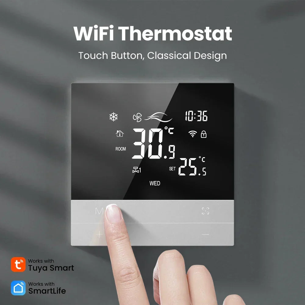 Smart WLAN Thermostat für Fan-Coil, Touchscreen, Sprachsteuerung, Energie