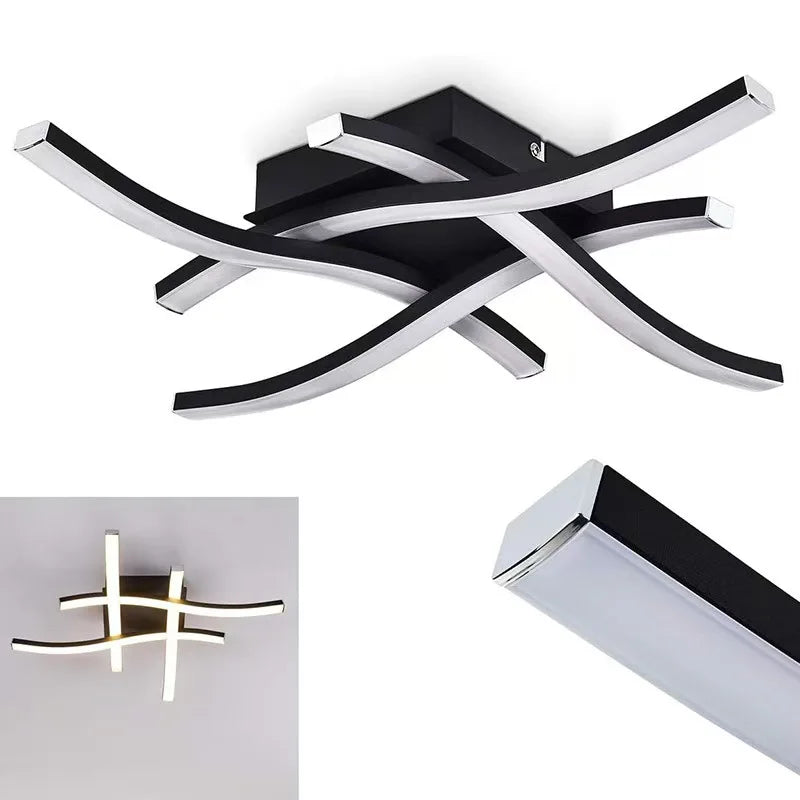 Minimalistische LED Deckenleuchte, kreatives Vierarm-Wellen-Design