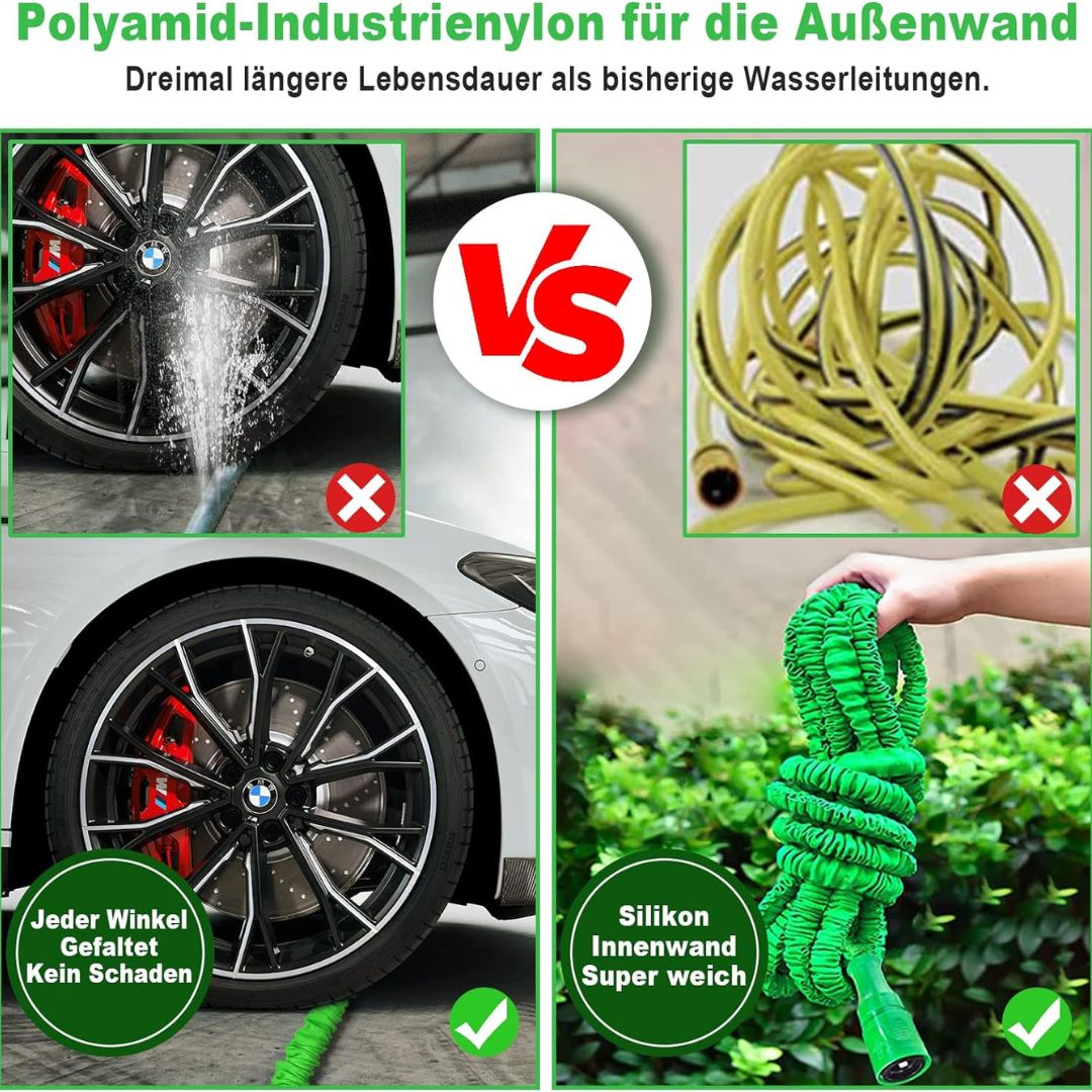 Pflex Set - Flexibler Gartenschlauch inkl. 7 Funktionen Hochdruck Brause