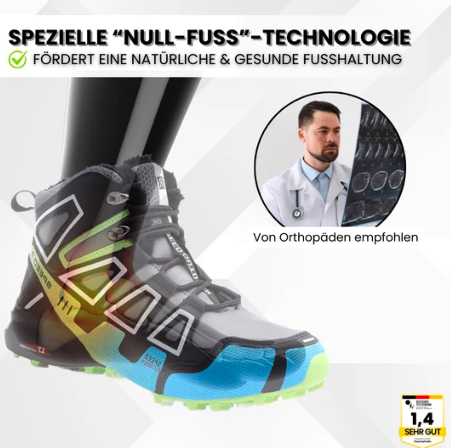 OrthoTrekking Komfort - wasserdichte, leichte & rutschfeste Trekking u.-Wanderschuhe für langes Gehen