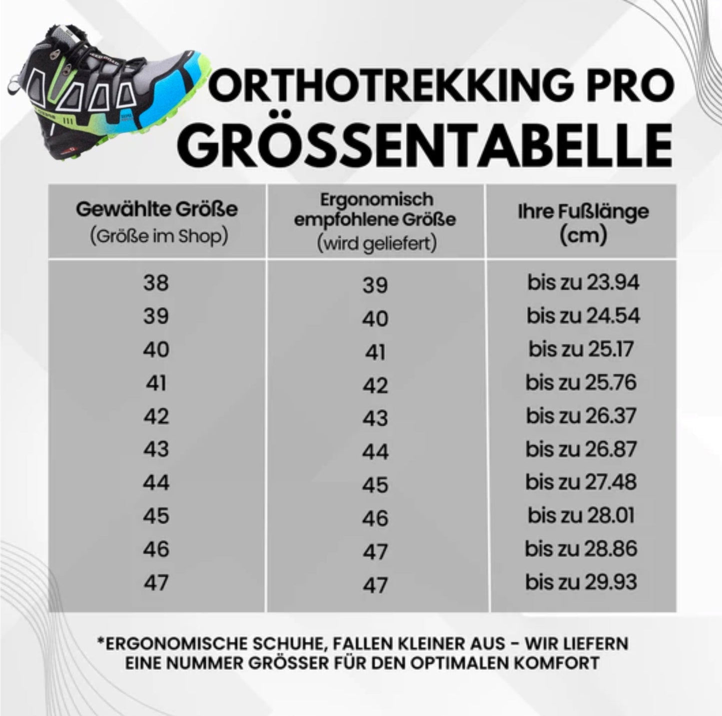 OrthoTrekking Pro - ergonomische schmerzlindernde Trekking u.-Wanderschuhe  - Sonderaktion 1+1 Gratis