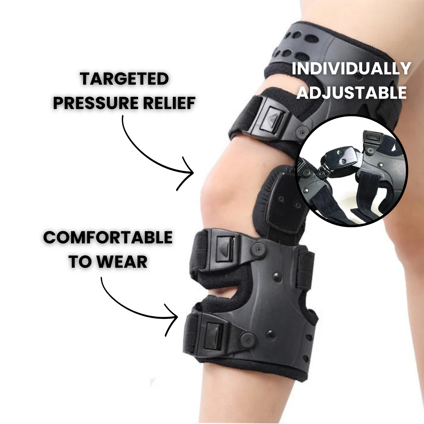 KinetiFlex – Kniebandage mit Scharnier & verstellbaren Riemen – Sport & Reha